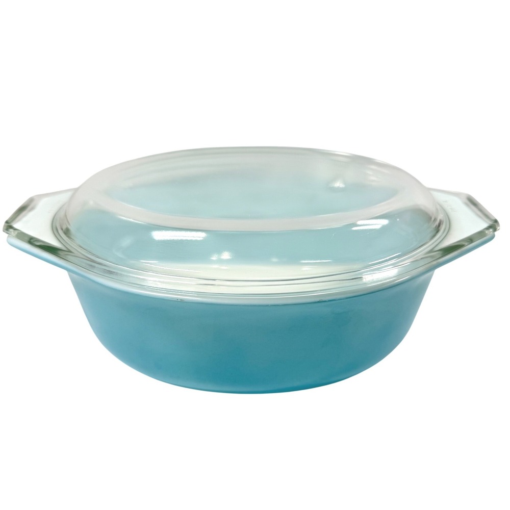 Vintage Pyrex Turquoise Robin Blue 1.5 QT Oval Casserole Dish w/ Lid 943C18 USA